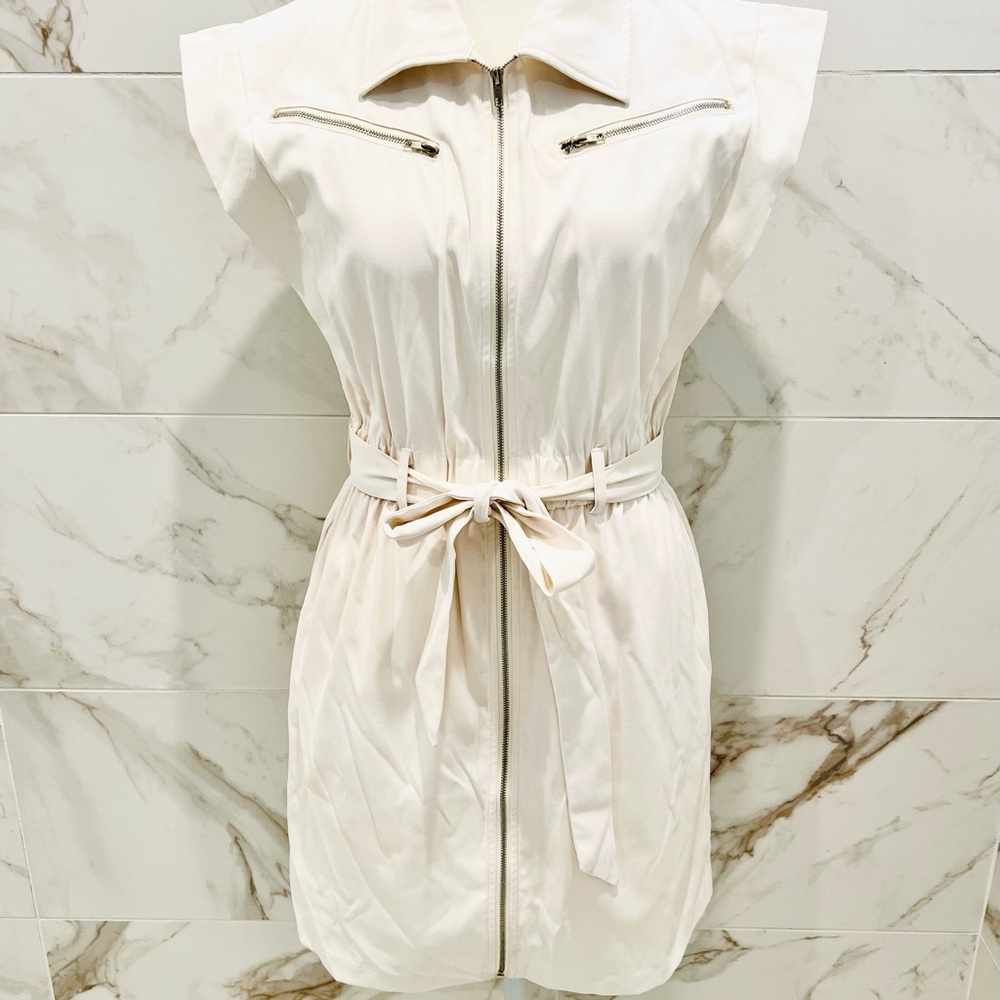 Le Lis Cream Zip-Up Mini Dress